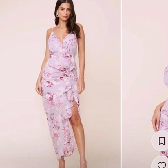 Astr Floral Ruffle Maxi Dress with Slit - Picture 1 of 4